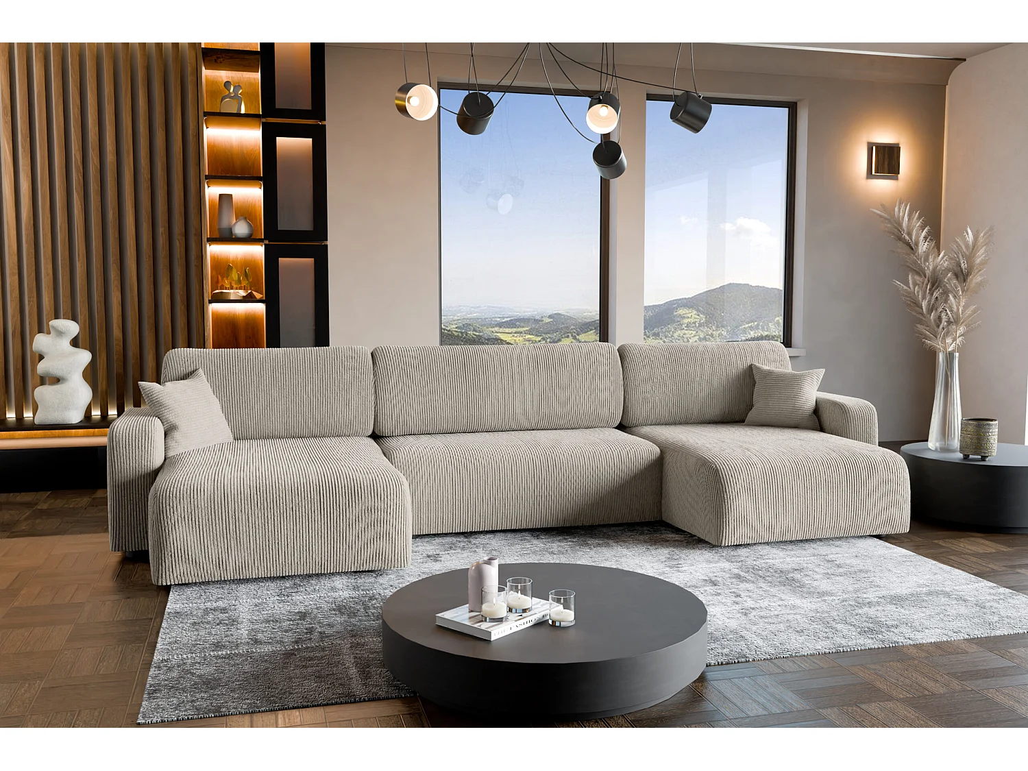 Divano angolare con funzione letto Piano U destro del produttore