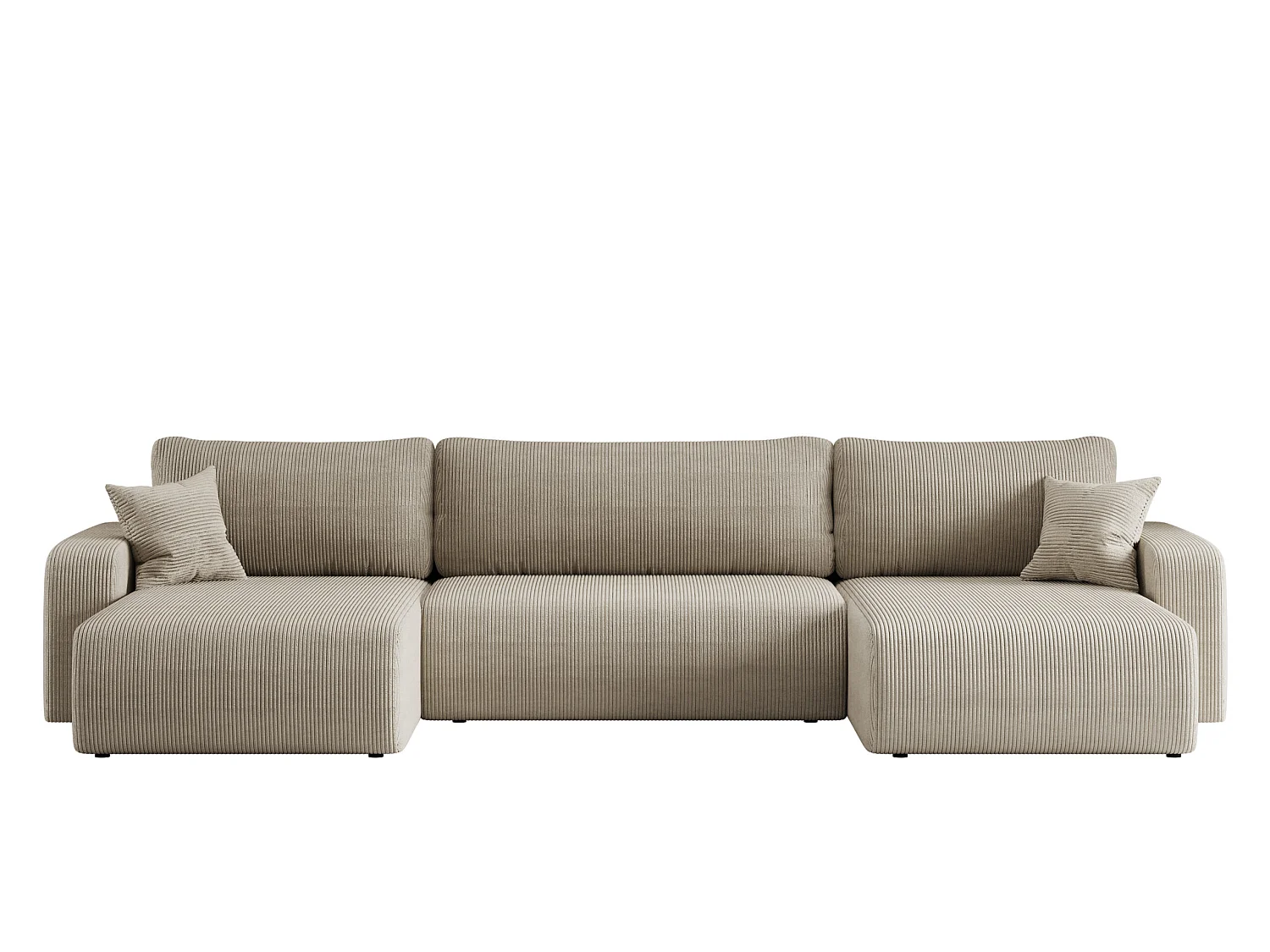 Canapé d'angle convertible 5 places avec coffre en velours beige