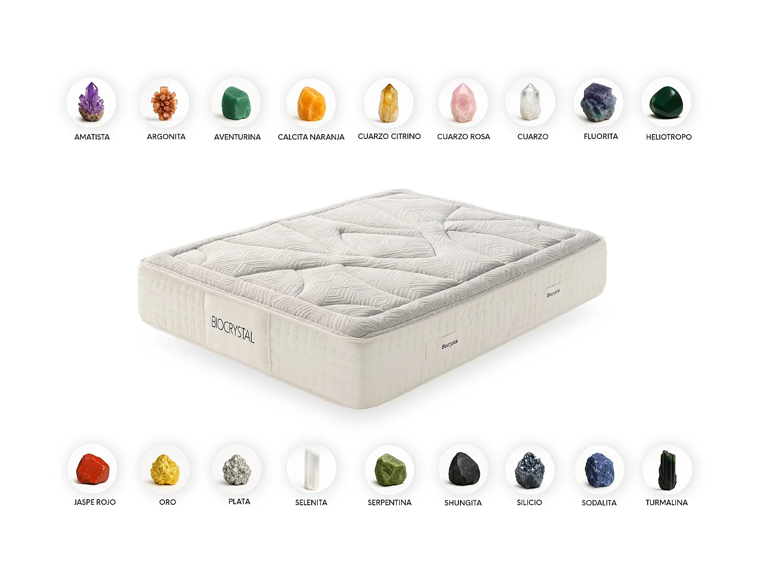 Matelas Mousse à memoire de forme Biocrystal Gold 27 - 140X190 cm - Moonia