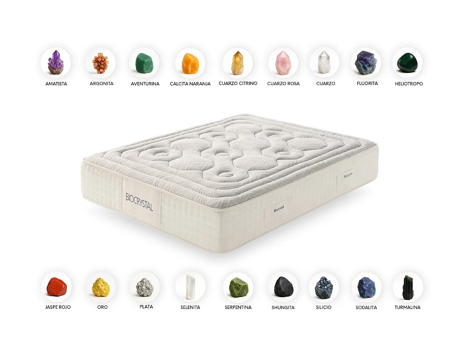 Matelas Biocrystal Selenium 30 cm, 135x200 cm -Moonia