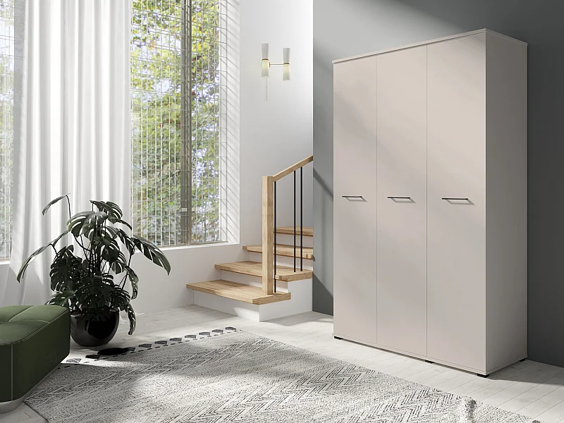 Drie-deurs opengaande kast 120 cm × 200 cm KASJMIER | Planken + Kleerhangerstang
