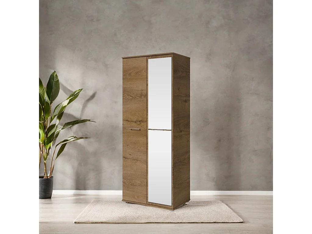 Kleiderschrank mit zwei Türen SPIEGEL 80cm x 200cm LEFKAS | Regale + Kleiderstange