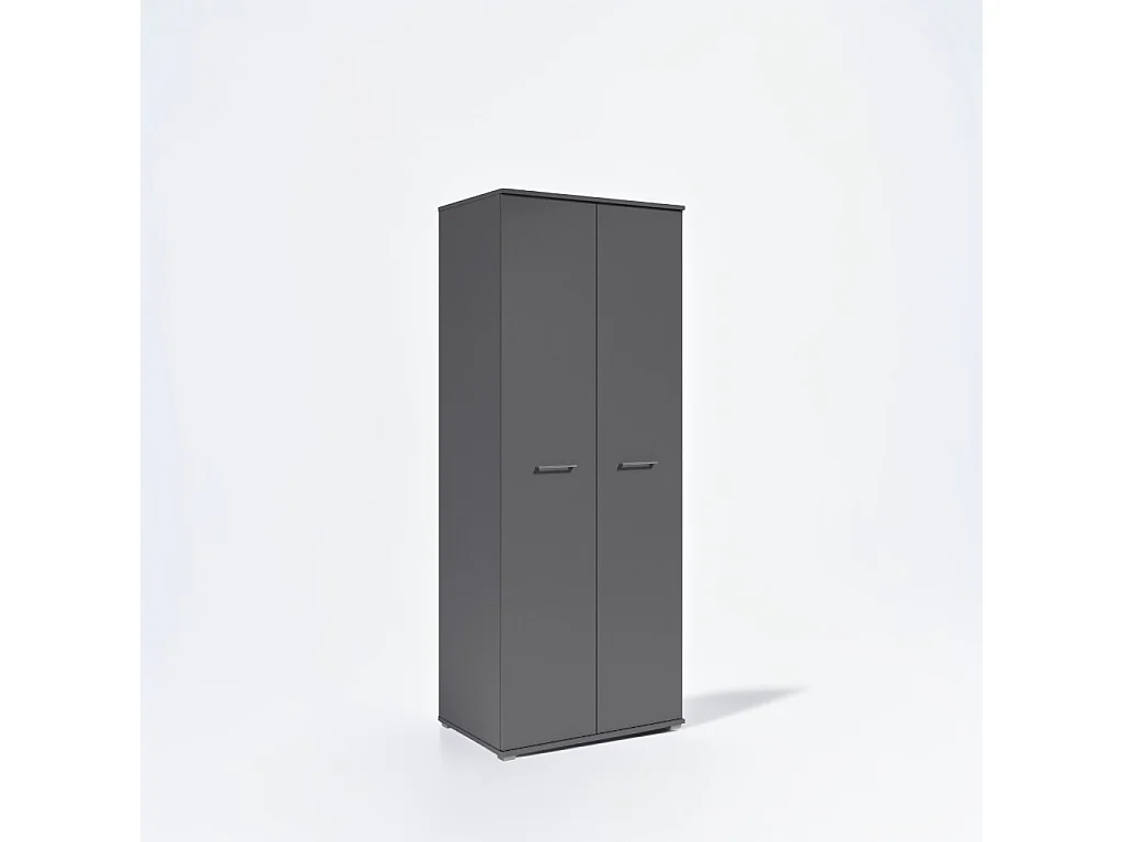 Kledingkast met twee deuren 80cm x 200cm ANTRACIET | Planken + Kleerhangerstang
