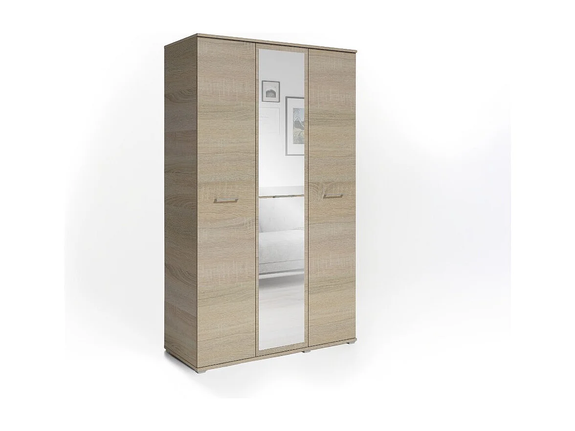 Szafa Otwierana Trzydrzwiowa LUSTRO 120cm x 200cm SONOMA | Półki + Wieszak