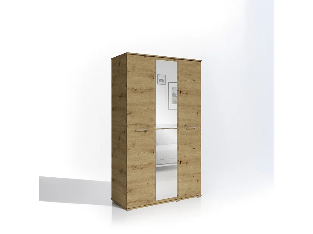 Szafa Otwierana Trzydrzwiowa LUSTRO 120cm x 200cm ARTISAN | Półki + Wieszak