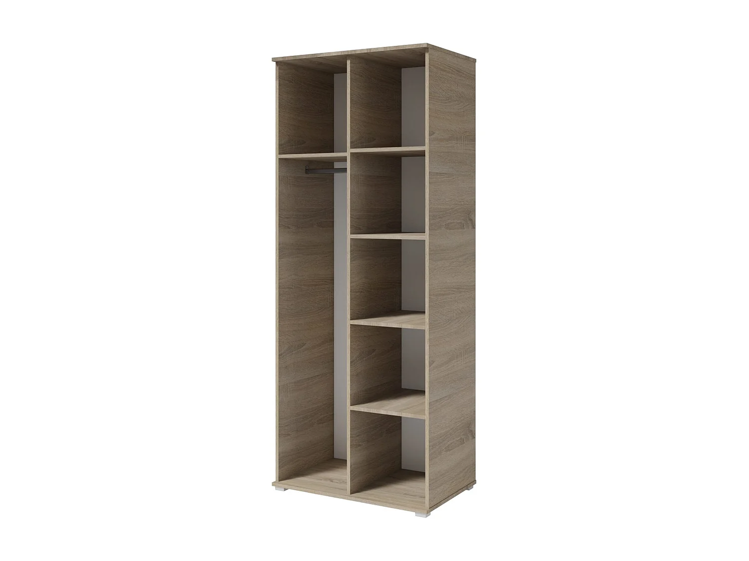 Kleiderschrank mit zwei Türen SPIEGEL 80cm x 200cm ERLE | Regale + Kleiderstange