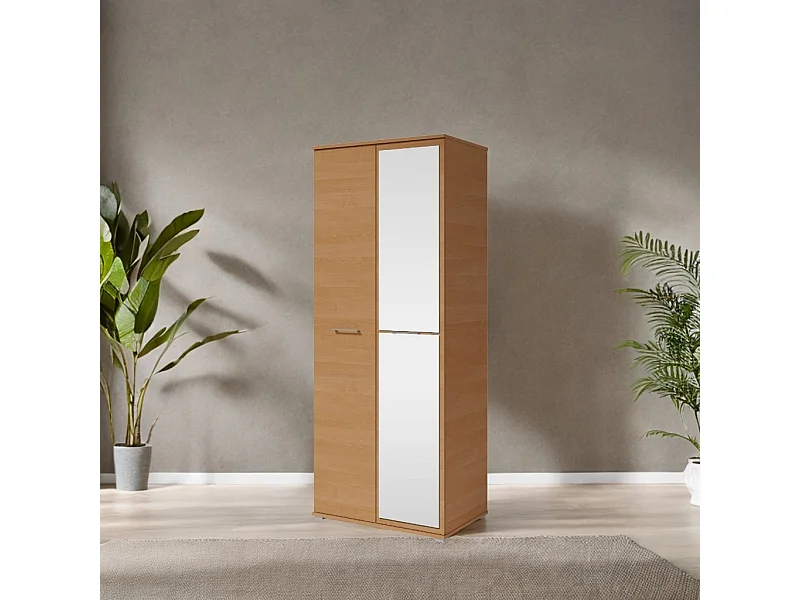 Szafa Otwierana Dwudrzwiowa z Lustrem 80cm x 200cm  OLCHA | Półki + Wieszak