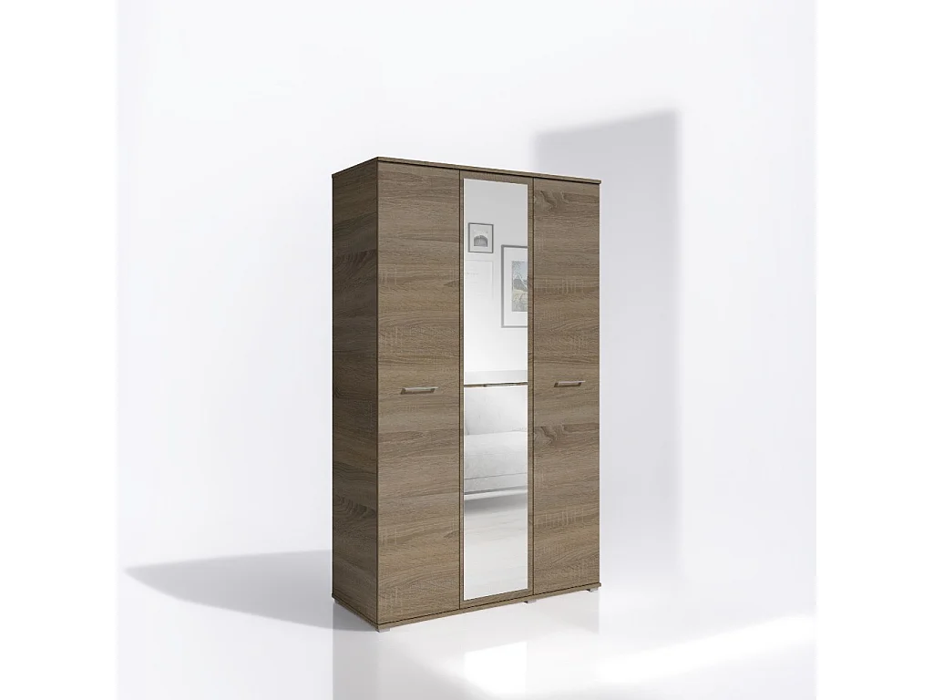 Szafa Otwierana Trzydrzwiowa LUSTRO 120cm x 200cm TRUFLA | Półki + Wieszak