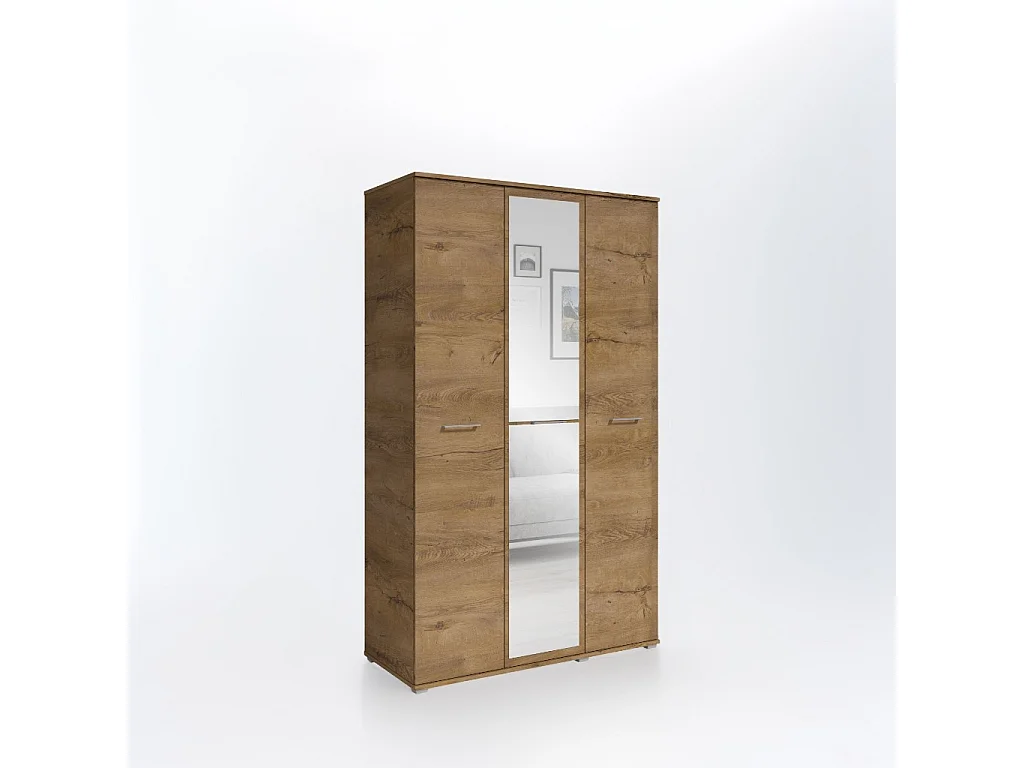 Szafa Otwierana Trzydrzwiowa LUSTRO 120cm x 200cm LEFKAS | Półki + Wieszak
