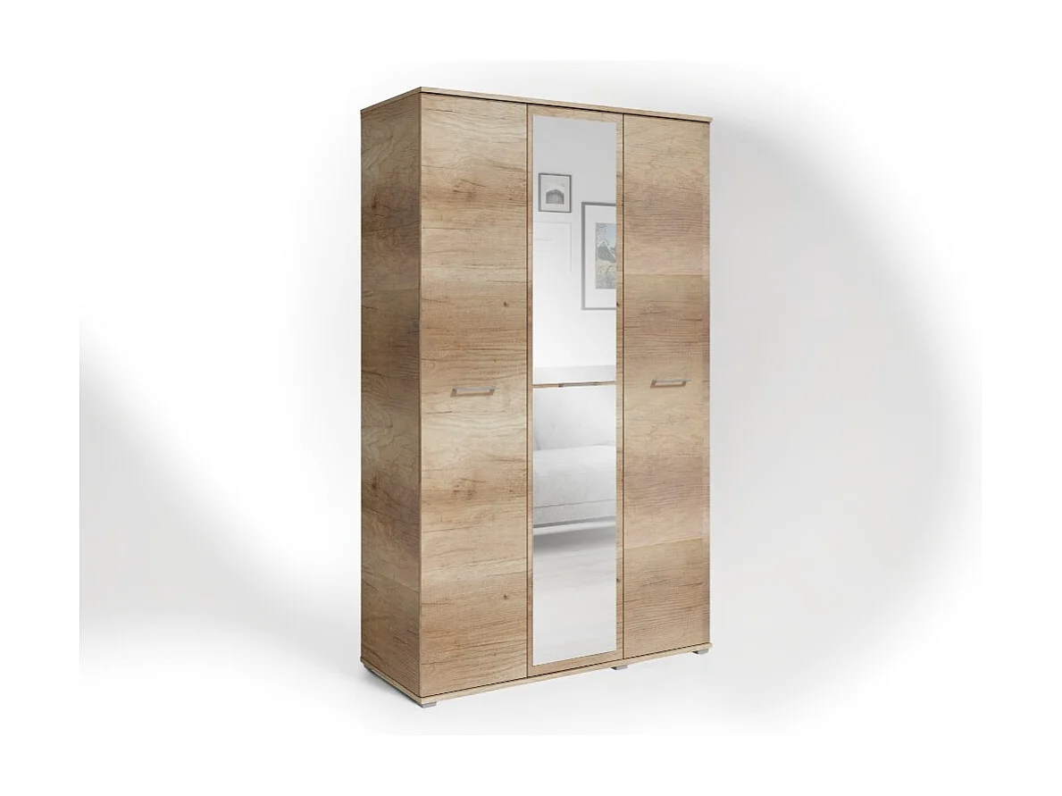 Szafa Otwierana Trzydrzwiowa LUSTRO 120cm x 200cm CANION | Półki + Wieszak