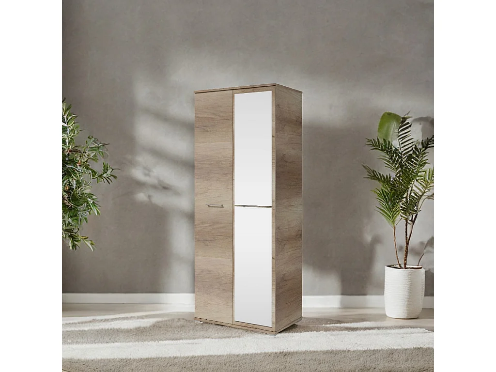 Szafa Otwierana Dwudrzwiowa z Lustrem 80cm x 200cm  CANION | Półki + Wieszak