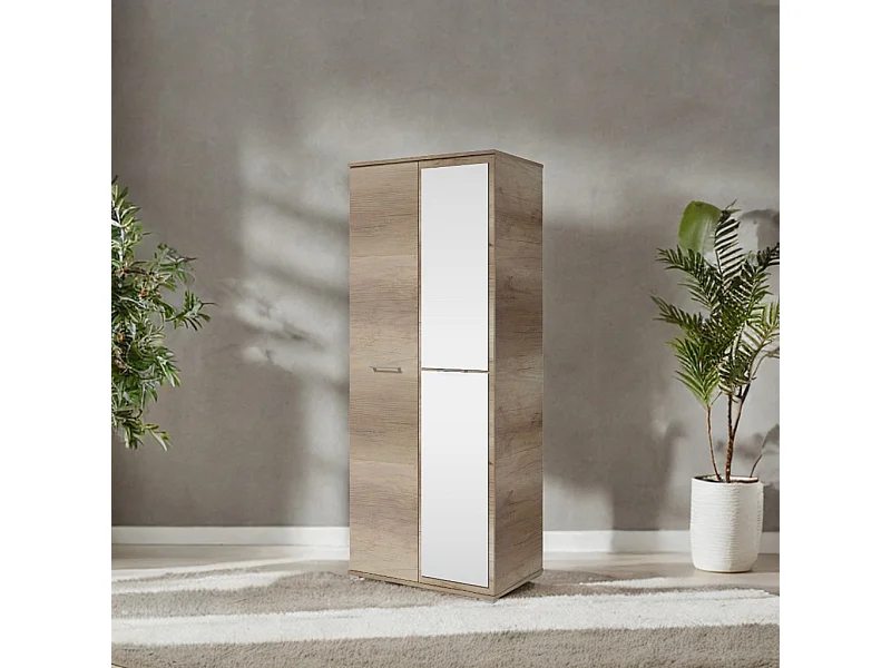 Kleiderschrank mit zwei Türen  SPIEGEL 80cm x 200cm CANION | Regale + Kleiderstange