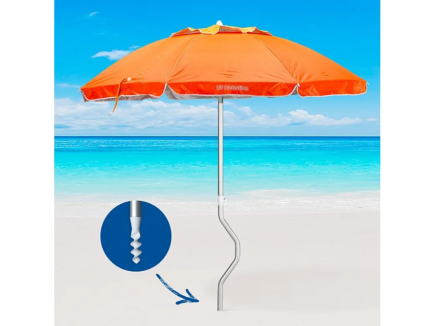 Sombrilla GiraFacile Afrodite de 200 cm protección UV y Estructura de Aluminio - Naranja