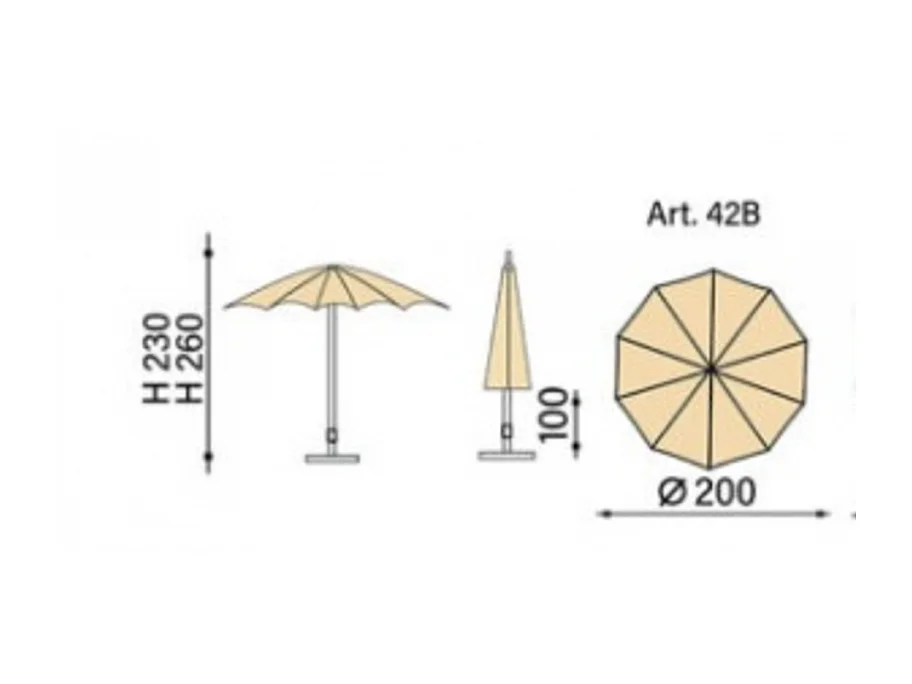 Ombrellone palo centrale Border Made in Italy - diametro 200 cm - Rosso