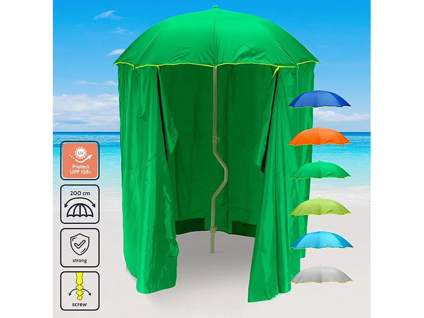 Sombrilla Playa y jardín GiraFacile 200 cm Protección uv Cortina Zeus - Verde oscuro