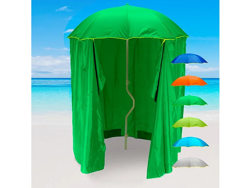 Sombrilla Playa y jardín GiraFacile 200 cm Protección uv Cortina Zeus - Verde oscuro