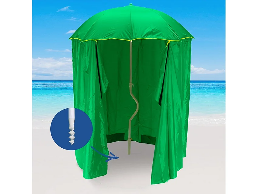 Sombrilla Playa y jardín GiraFacile 200 cm Protección uv Cortina Zeus - Verde oscuro
