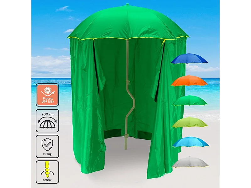 Sombrilla Playa y jardín GiraFacile 200 cm Protección uv Cortina Zeus - Verde oscuro