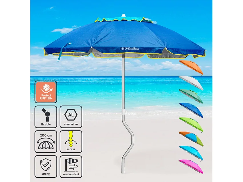 Sombrilla GiraFacile Afrodite de 200 cm protección UV y Estructura de Aluminio - Azul Marino