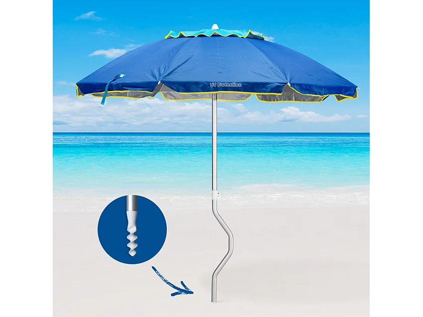 Sombrilla GiraFacile Afrodite de 200 cm protección UV y Estructura de Aluminio - Azul Marino