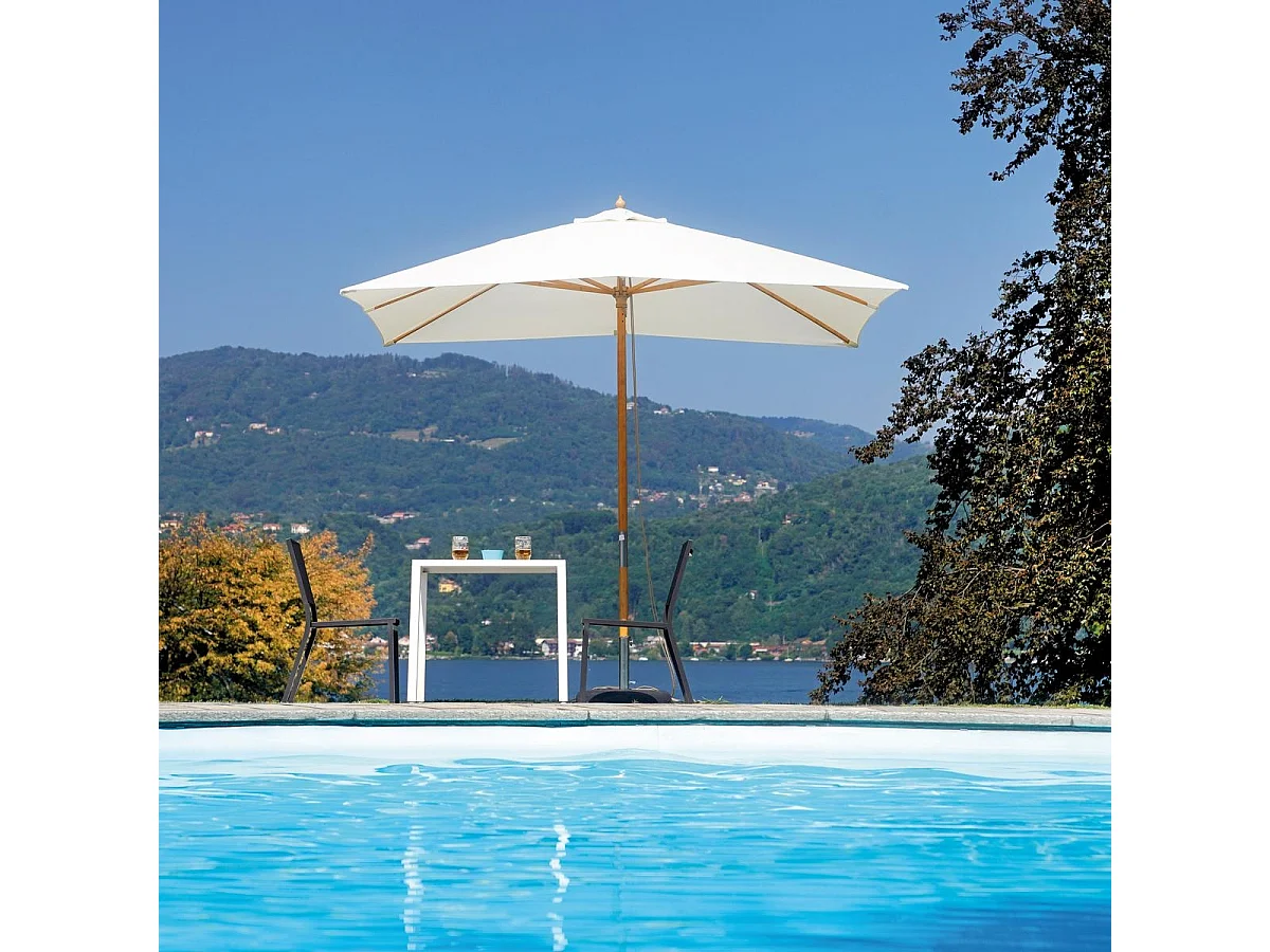 Parasol de jardin 3x3m avec mât central en bambou résistant au vent Khumat