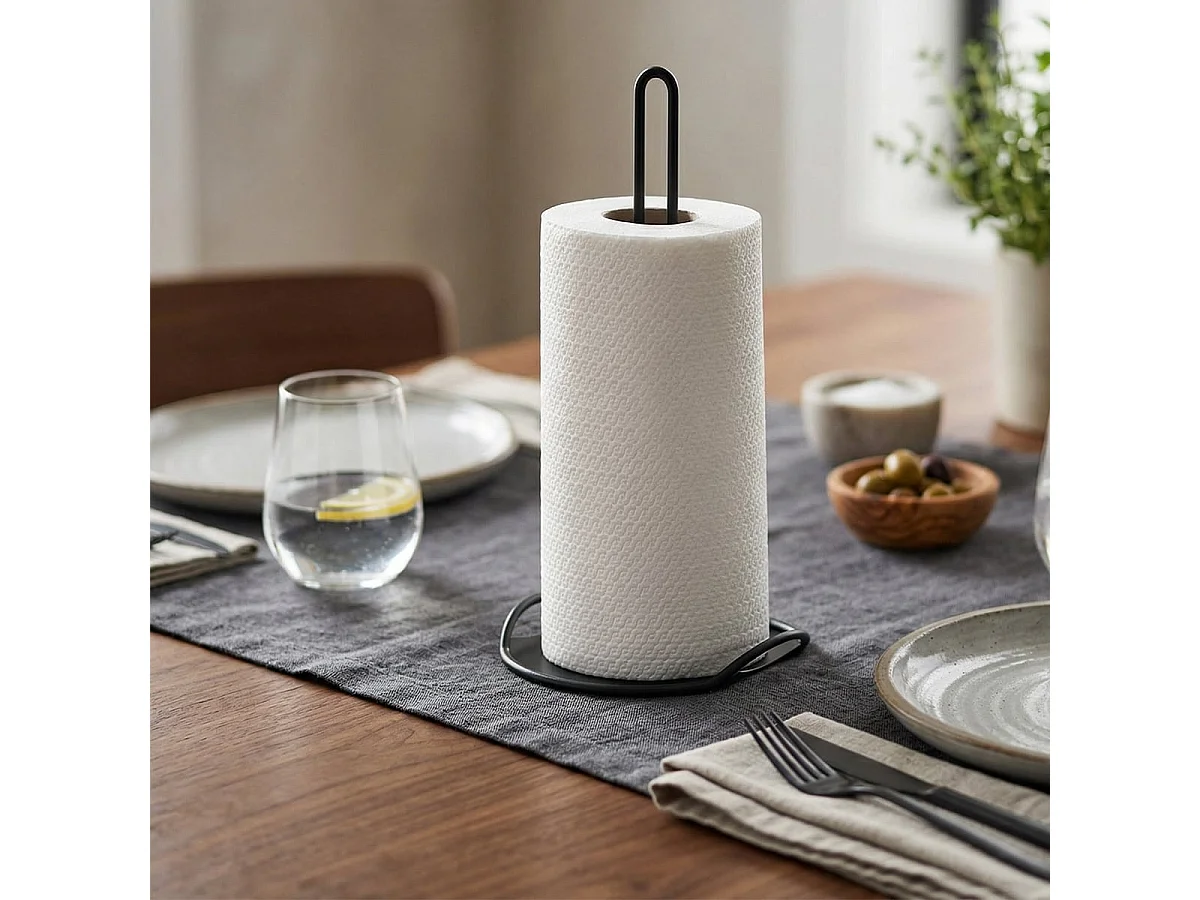 Portarrollos de cocina de metal mate Singe - Negro