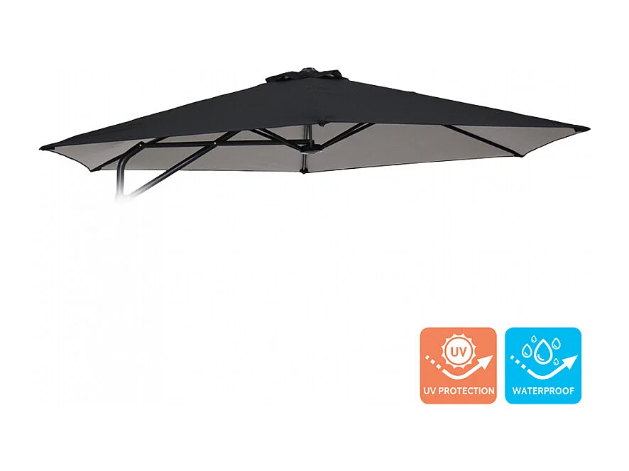 Tela Parasol Jardín 3 x 3 Hexagonal Brazos Acero Dorico Noir