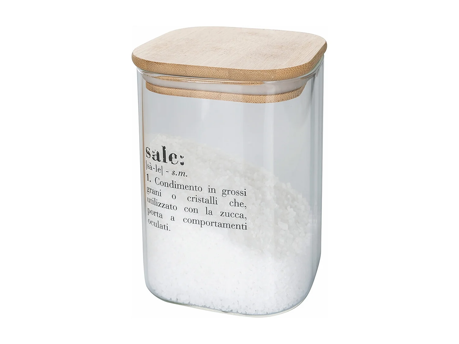 Barattolo in vetro per sale con coperchio bambù 10x10x14 Victionary