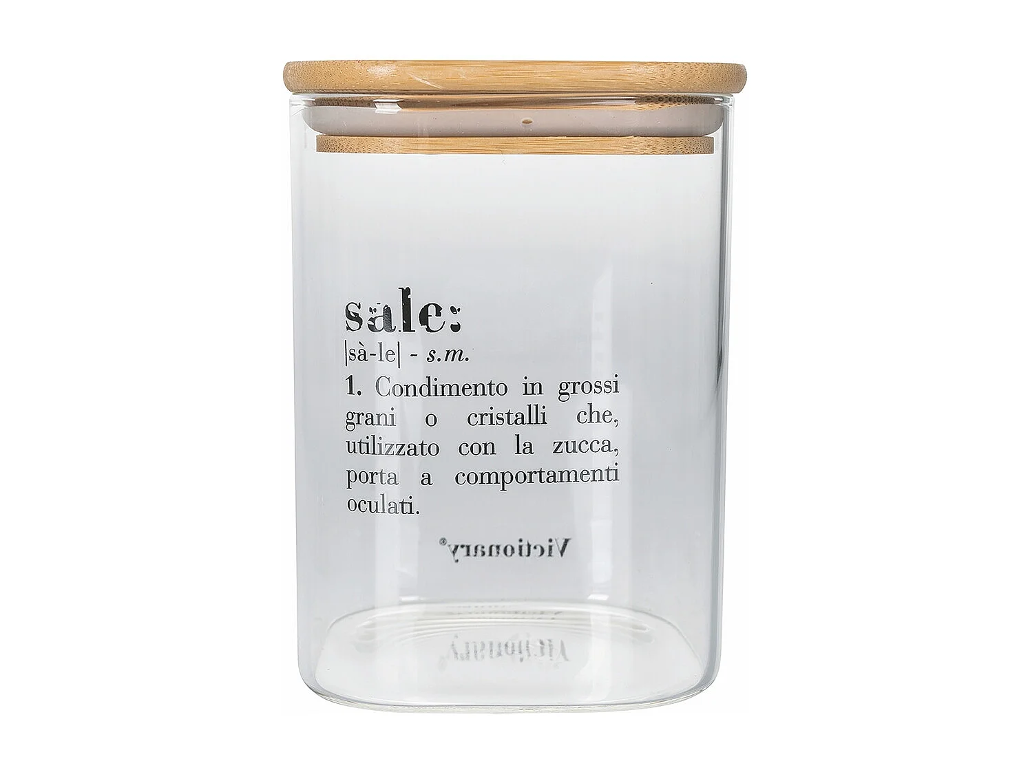 Barattolo in vetro per sale con coperchio bambù 10x10x14 Victionary