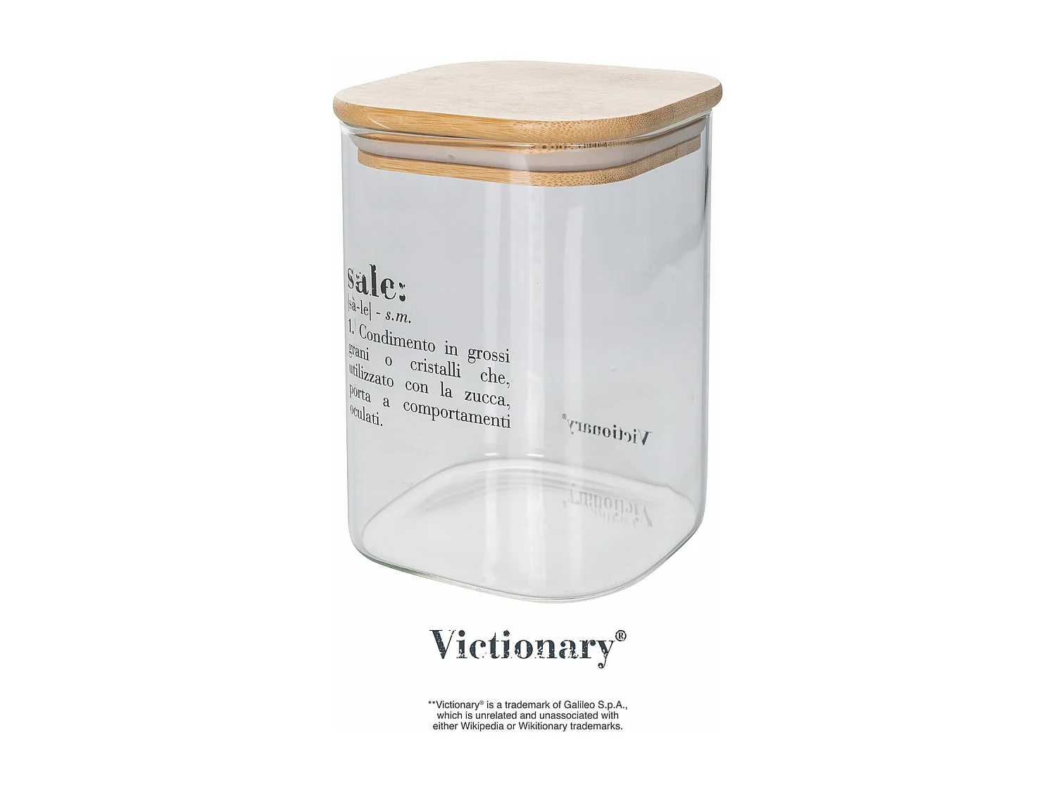 Barattolo in vetro per sale con coperchio bambù 10x10x14 Victionary