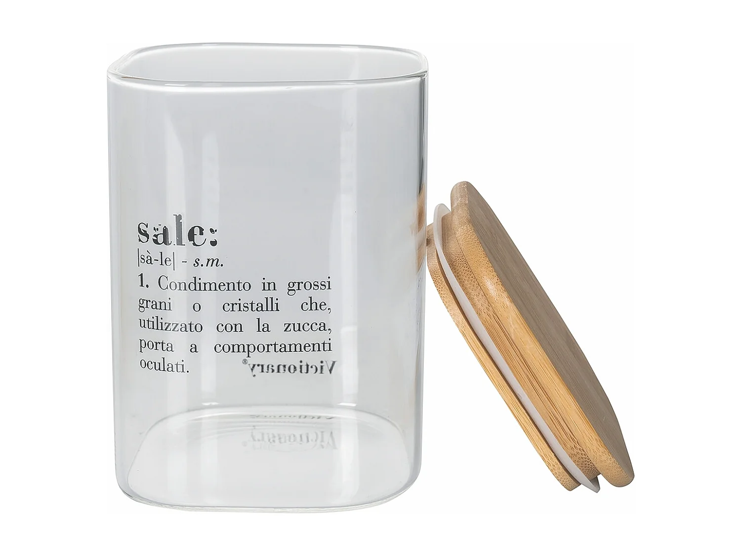 Barattolo in vetro per sale con coperchio bambù 10x10x14 Victionary