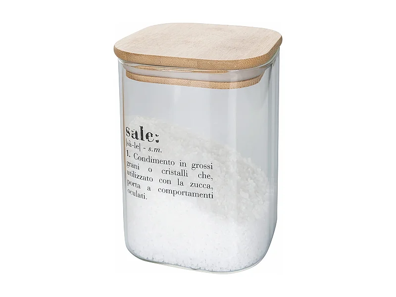 Barattolo in vetro per sale con coperchio bambù 10x10x14 Victionary