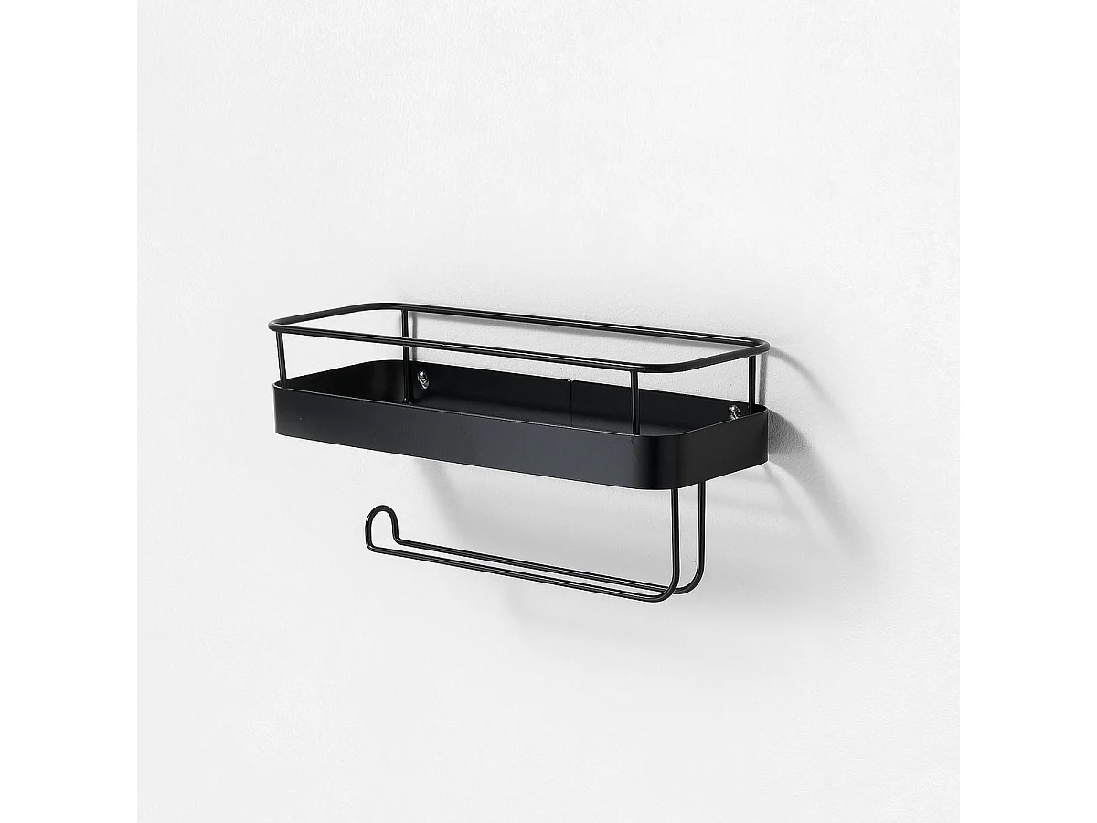 Estantería de metal con portarrollos de cocina Toon - Negro