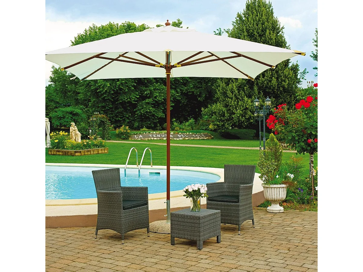 Ombrellone da giardino a palo centrale in legno 3x3 Zamoti