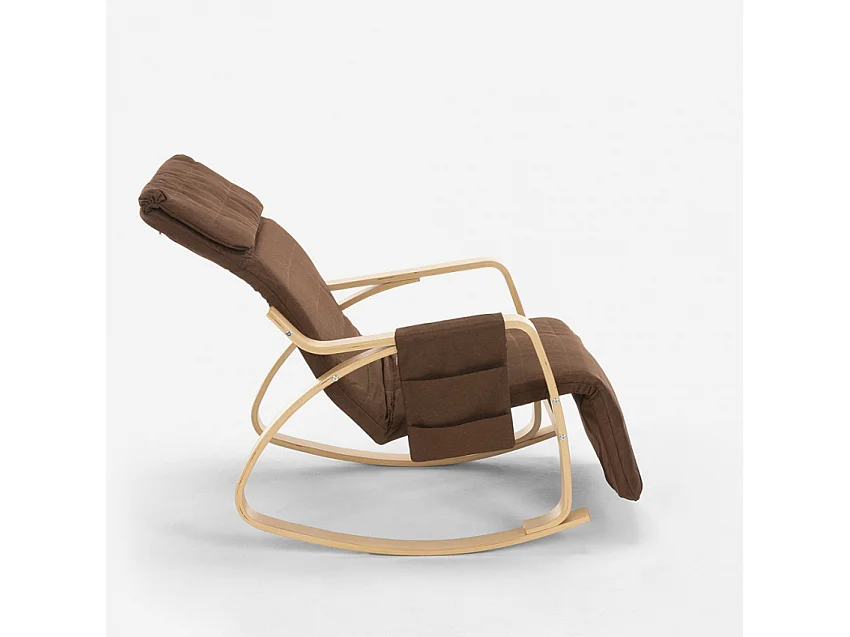 Schaukelstuhl Relaxsessel aus Holz skandinavisches Design verstellbare Fußstütze Odense - Braun