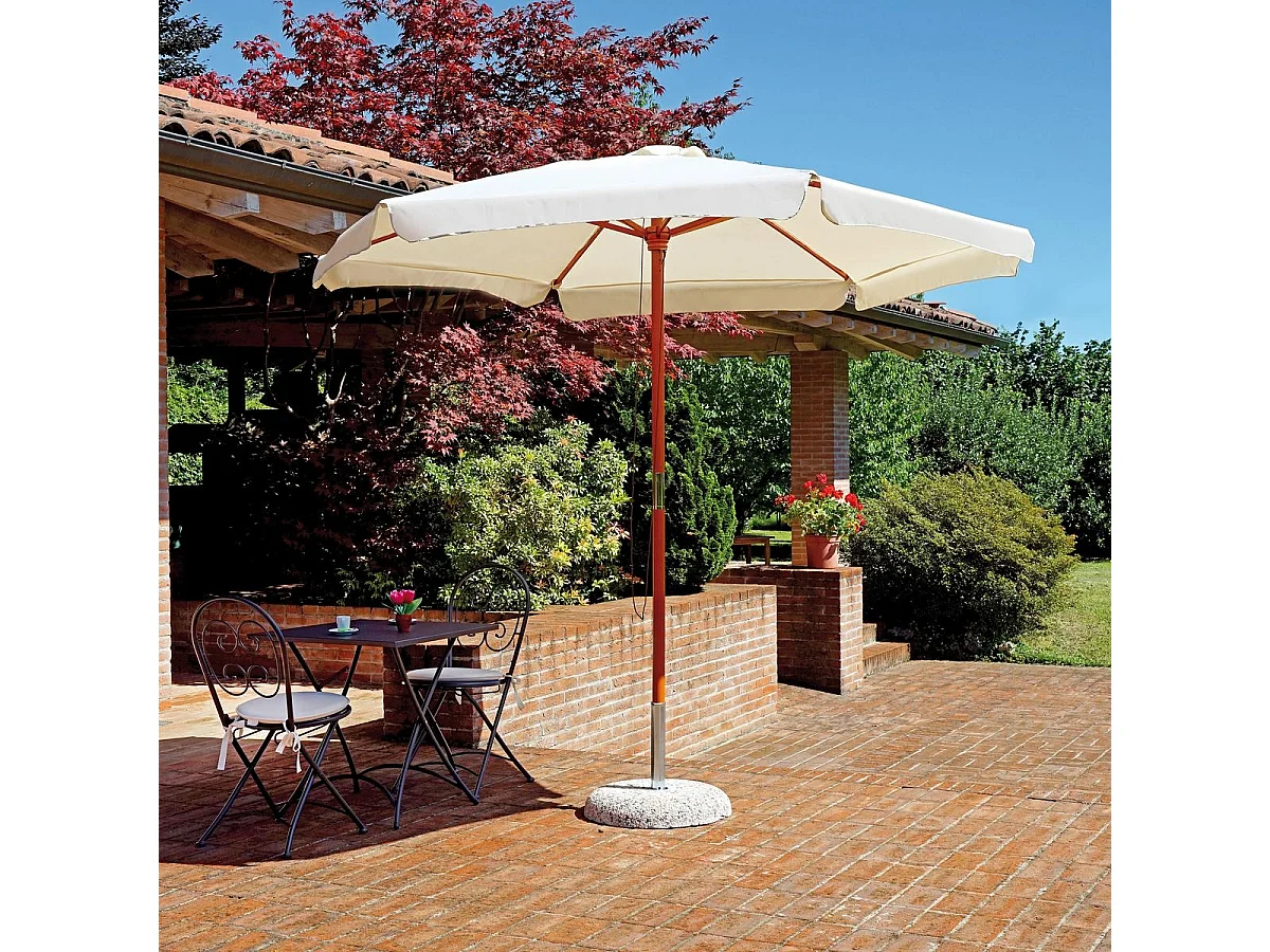 Ombrellone da giardino 285cm a palo centrale in legno Gharab