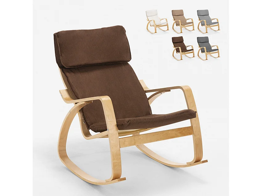 Sillón mecedora de madera con diseño escandinavo Aalborg - Marrón