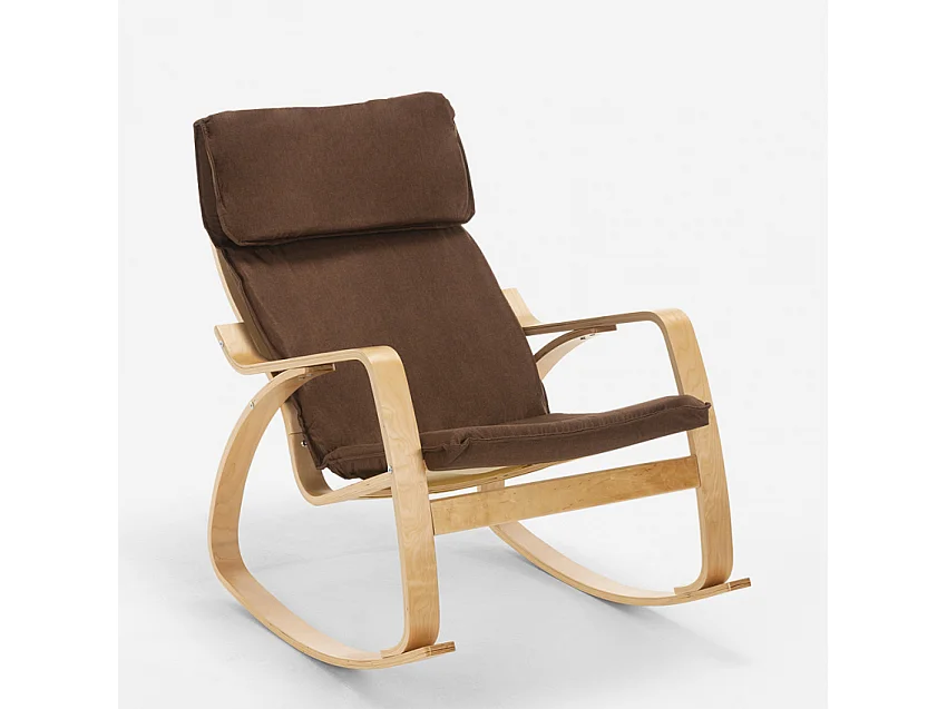 Sillón mecedora de madera con diseño escandinavo Aalborg - Marrón