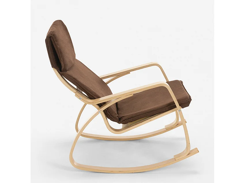 Sillón mecedora de madera con diseño escandinavo Aalborg - Marrón