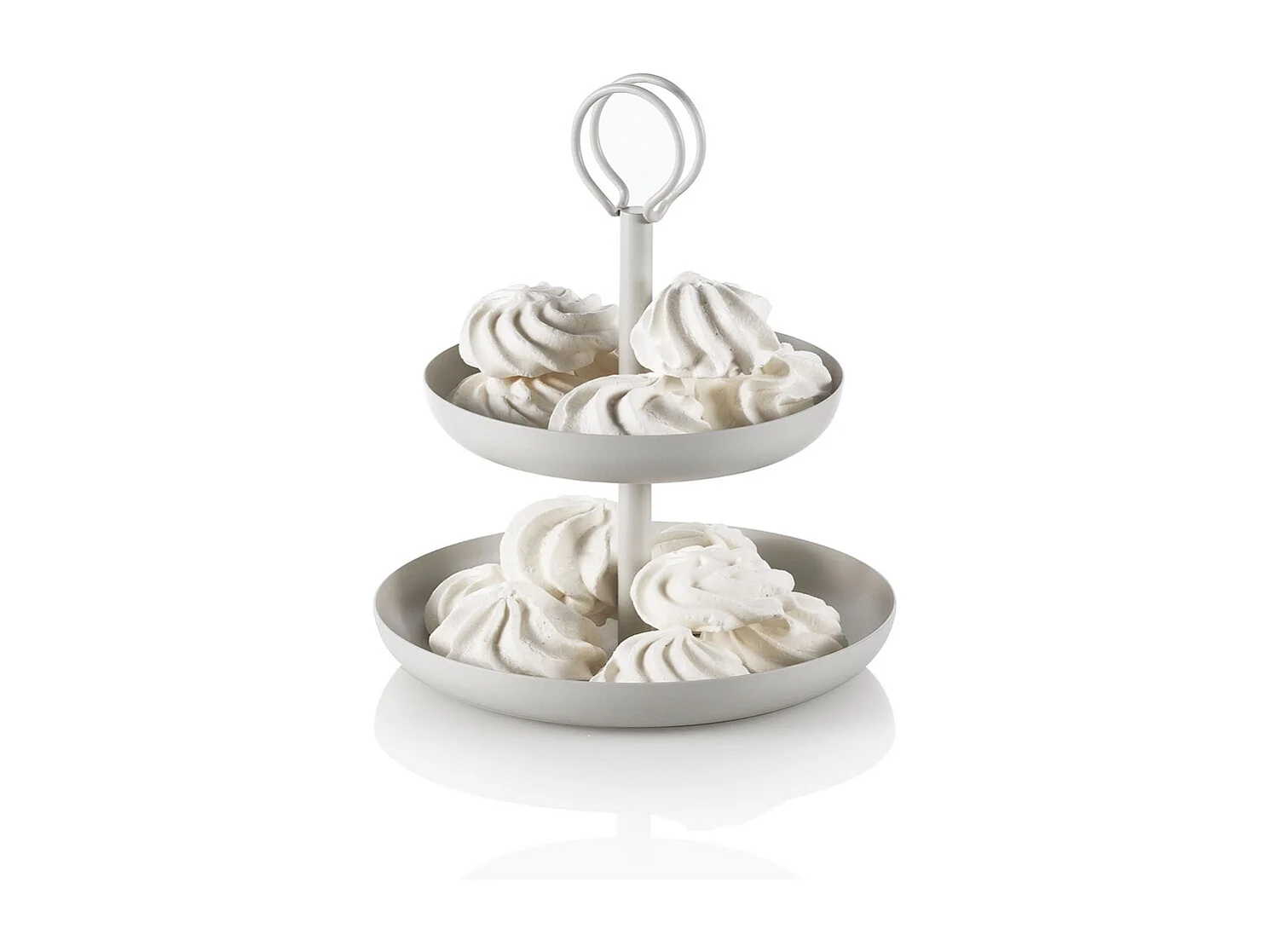 Alzatina in metallo da tavolo a 2 ripiani Nik - Bianco