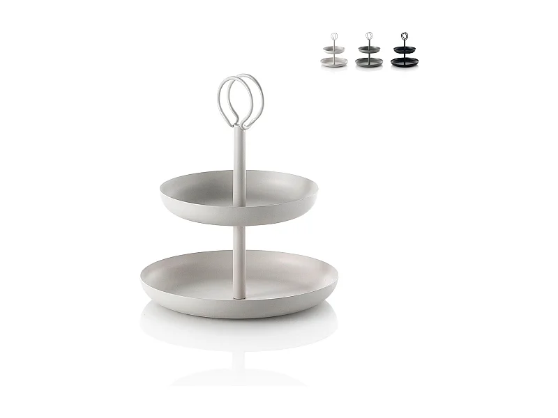 Alzatina in metallo da tavolo a 2 ripiani Nik - Bianco