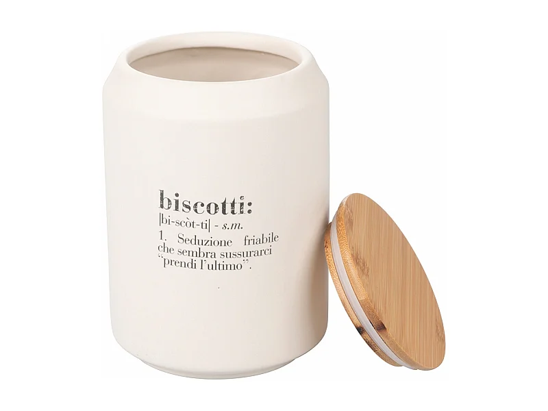 Biscottiera in ceramica con coperchio bambù 12,5x18 Victionary