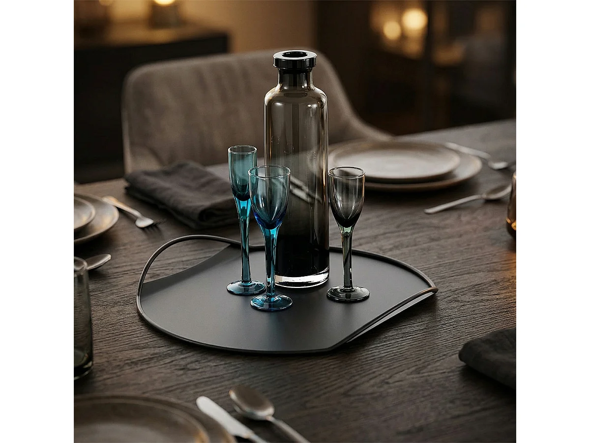 Bandeja de metal para servir con diseño moderno Tab - Negro