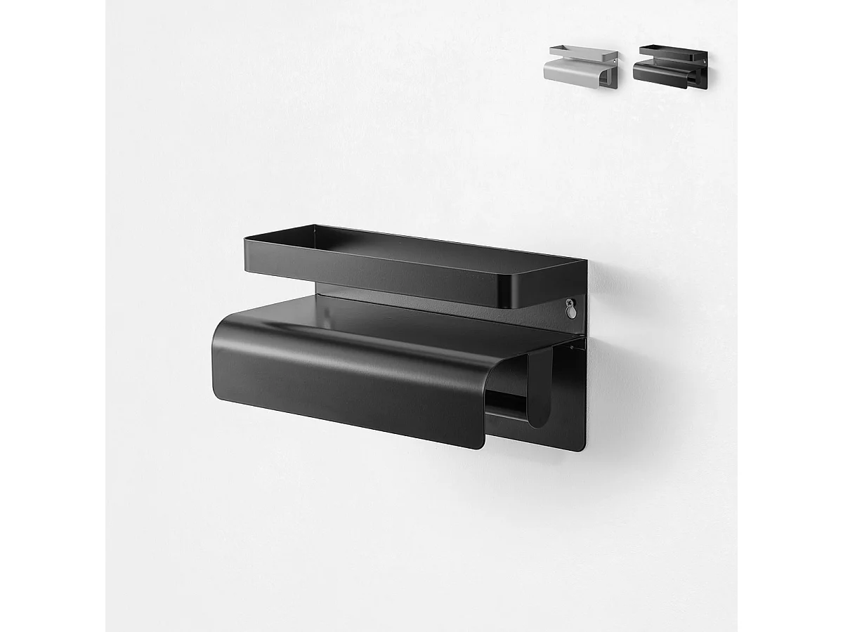 Mensola da cucina con portarotolo in metallo moderno Gef - Nero