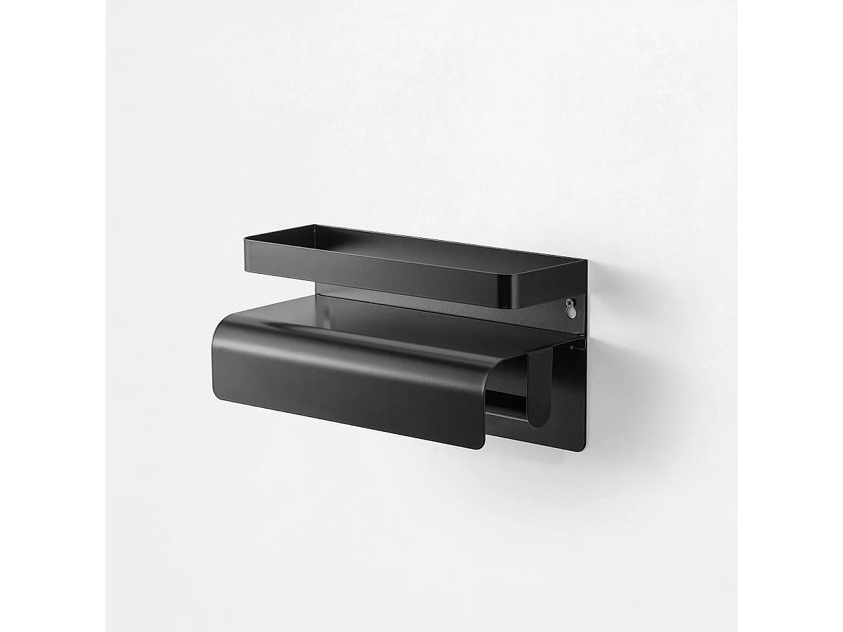 Estante de cocina con portarrollos de metal moderno Gef - Negro