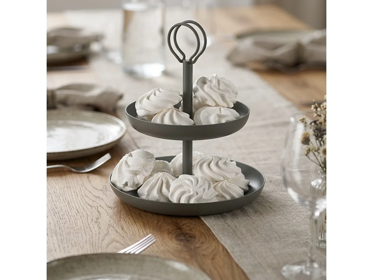 Alzata de metal de mesa con 2 niveles Nik - Verde oscuro