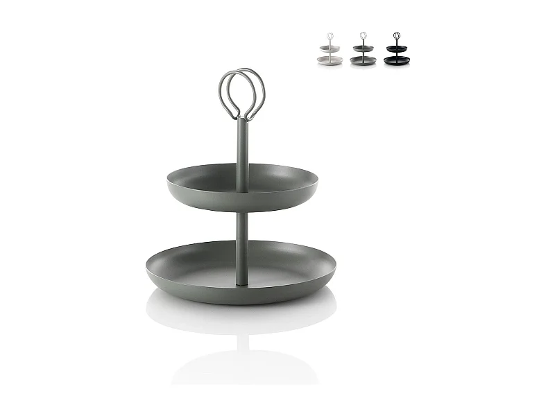 Alzatina in metallo da tavolo a 2 ripiani Nik - Verde