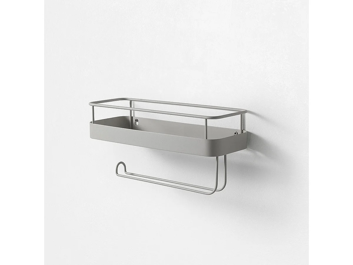 Estantería de metal con portarrollos de cocina Toon - Blanco