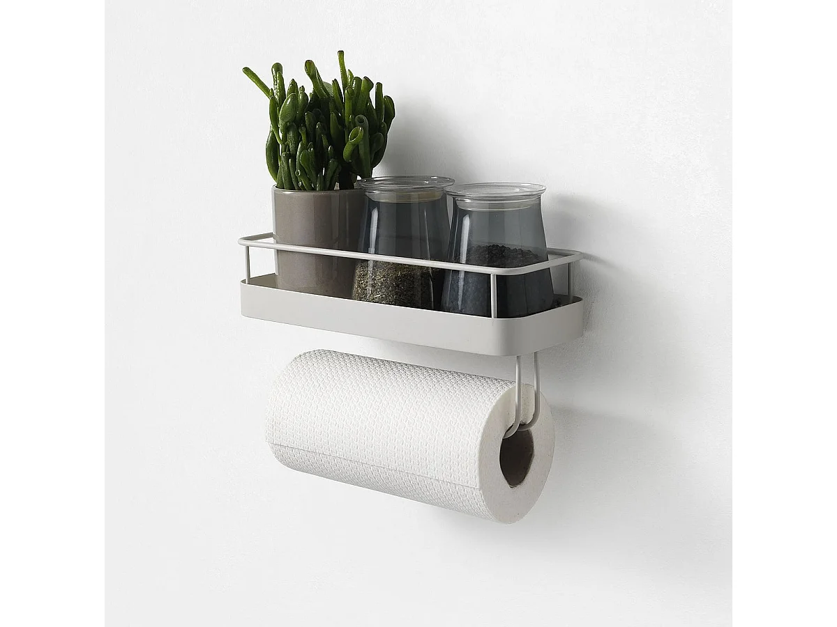 Estantería de metal con portarrollos de cocina Toon - Blanco