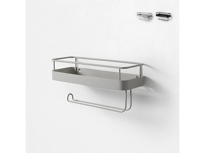 Mensola in metallo con portarotolo da cucina Toon - Bianco